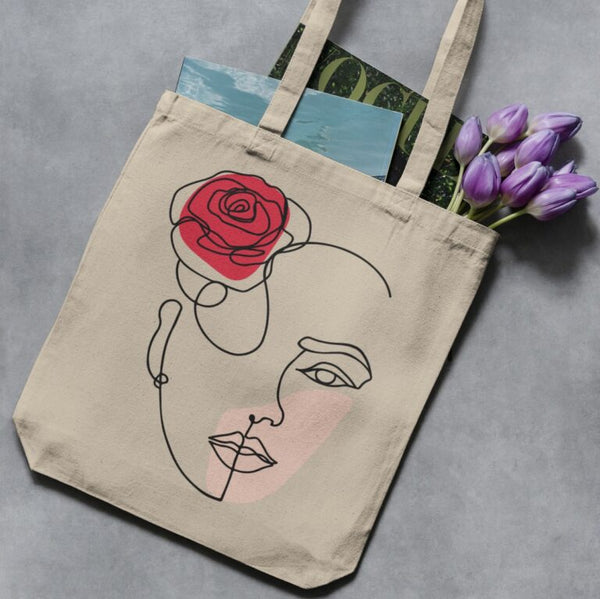ABSTRACT ILLUSTRATION ROSE I-03 – TOTE BAG 15×16 inches