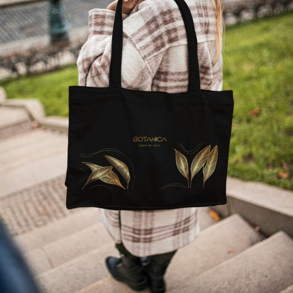BOTANICA TOUCH OF GOLD – LARGE CANVAS BAG 18×14.5×4 inches
