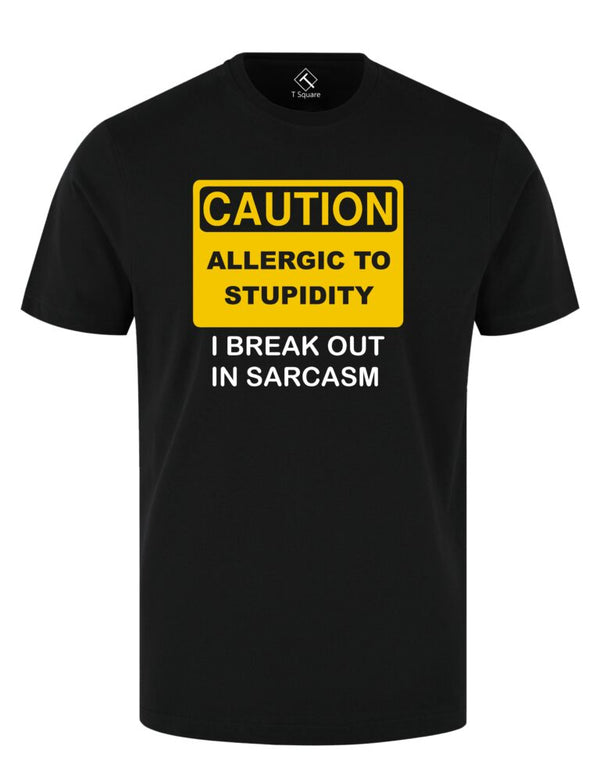 TEXT – CAUTION-ALLERGIC Premium T-SHIRT